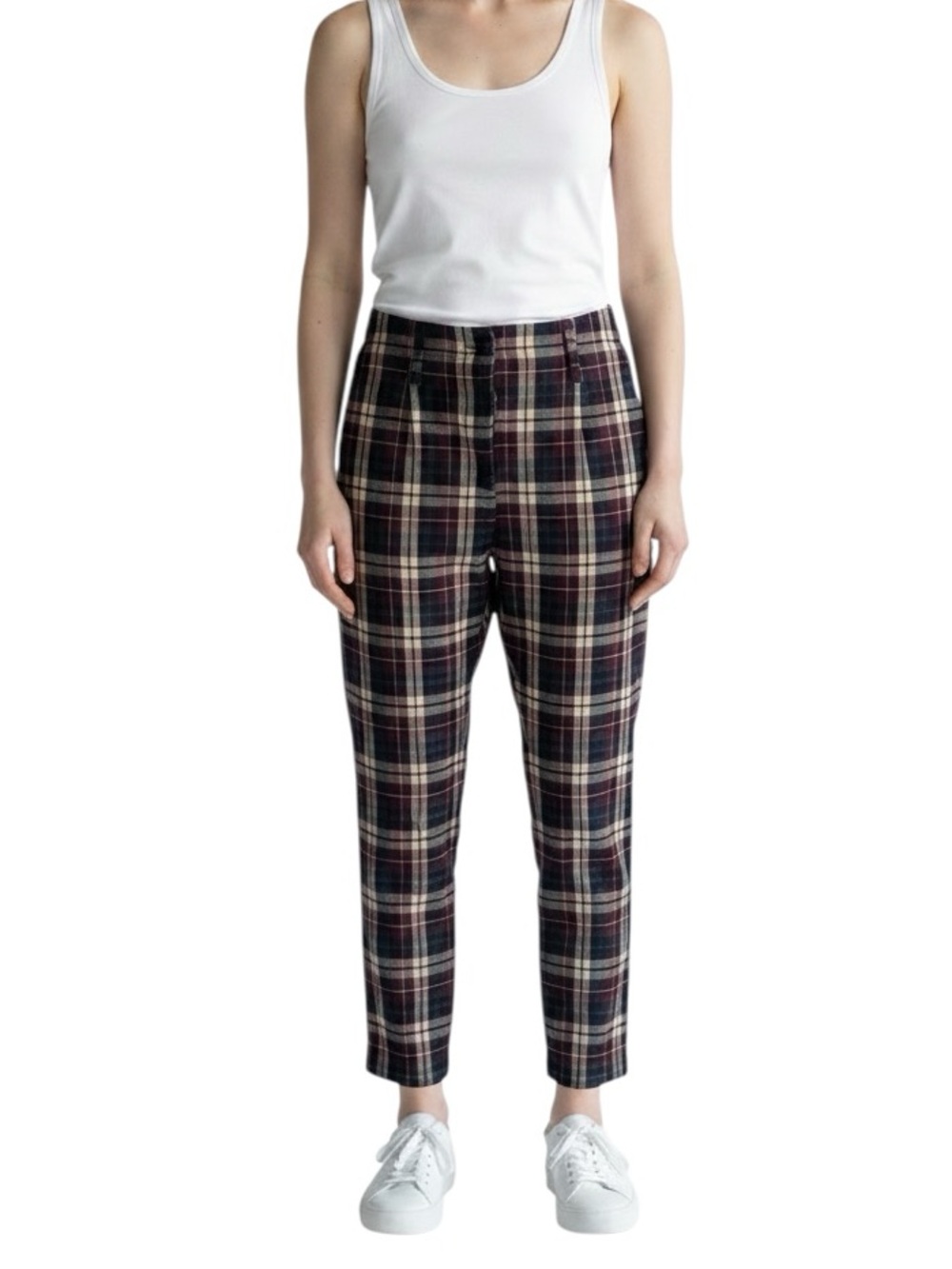Novemb3r 🇮🇹 drop crotch cotton cropped plaid chinos Sz 26 excellent condition